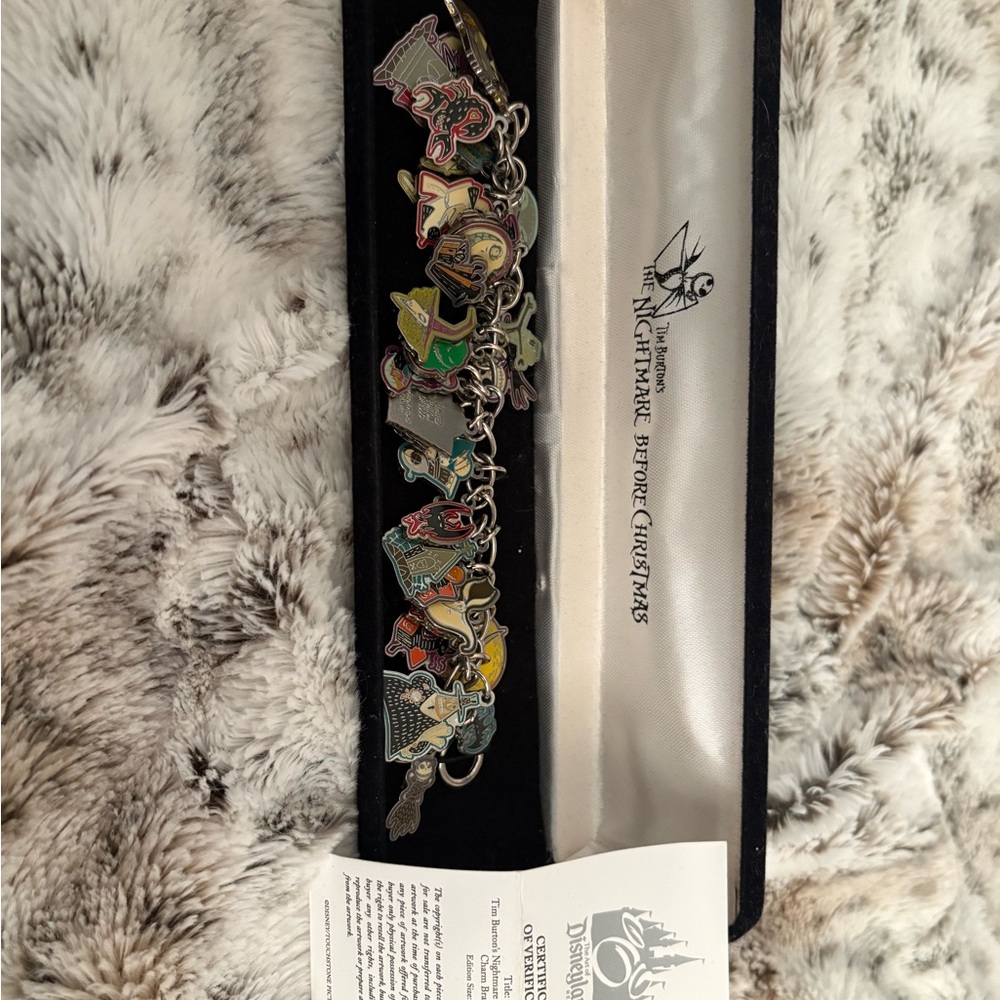 Rare Disney Nightmare Before Christmas Silver Charm Bracelet with COA